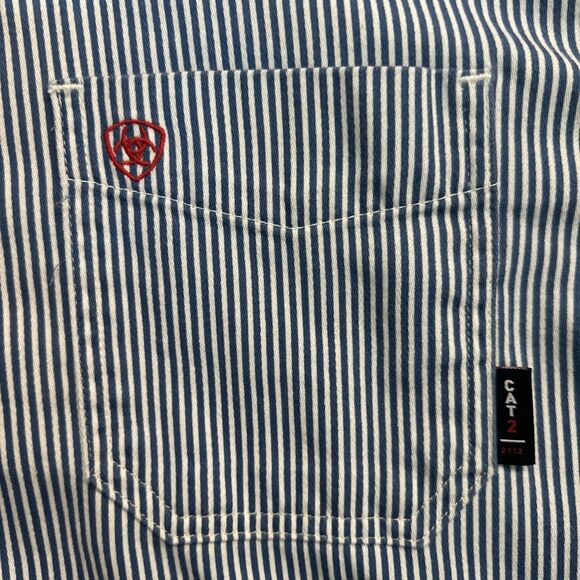 Ariat Flame Resistant FR Shirt Men XL Blue Button Up CAT 2 2112 Work Shirt - Picture 4 of 15